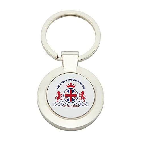 Image of Kings Coronation 2023, Official Emblem, His Majesty, King Charles III Commemorative, Souvenir Gift, The King Royal Memorabilia Gifts inspired Metal Key Ring. (Round)