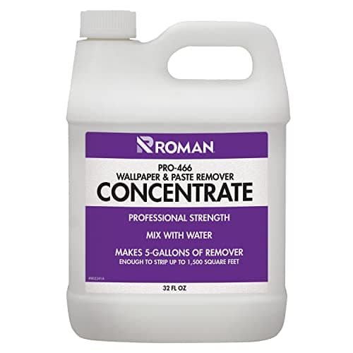 Image of Roman Wallpaper Remover Concentrate, Contractor Strength Wallpaper Stripper and Adhesive Remover, Unscented, Non-Staining, Clear, PRO-466 (32 Ounce, 1,500 Sq. Ft.)