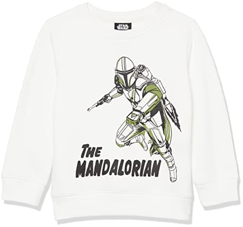 Image of Amazon Essentials Disney | Marvel | Star Wars Boys' Fleece Pullover Crew Sweatshirts, Star Wars Mando, 11-12 Years