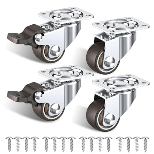 Image of HOLKIE Castor Wheels 25mm Castors for Furniture with Safety Brake Caster Wheels Set of 4 Total Capacity 40KG (2 with Brakes and 2 without)