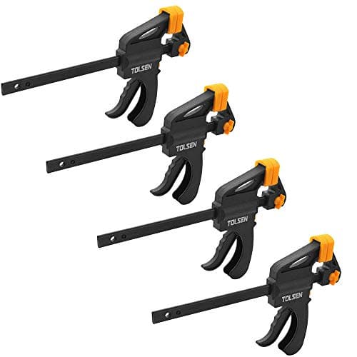 Image of Tolsen Quick Release Ratchet Clamp 150mm (6") - Heavy Duty Woodworking Quick Grip F Clamps - 4 Pack