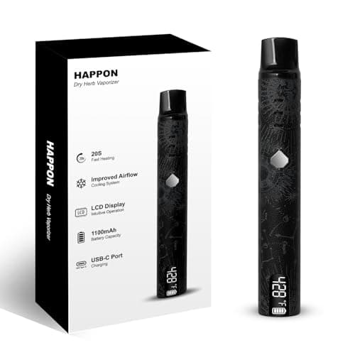 Image of Portable Dry Herb Vaporizer Black: Temperature Control, Ceramic Chamber Herbal Vaporiser Pure Clean Vapor