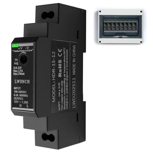 Image of 1PC Switching Power Supply 12V Ring Transformer Din Rail for Industrial Enclosure Box Case Dinrail Automation Equipment HDR 15W 12V 1.25A Universal for Ring Door Bell System and More AC100V-240V Black