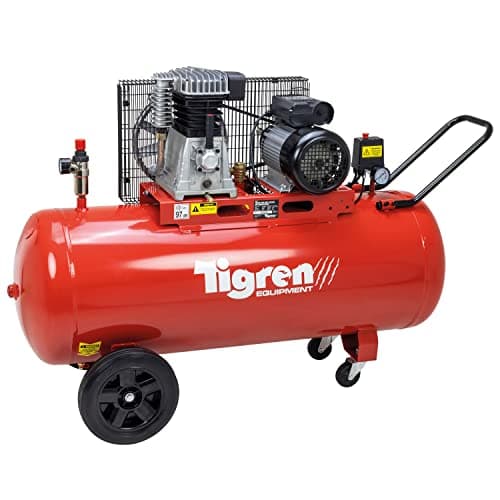 Image of TIGREN Belt Drive Air Compressor, Twin Cylinder Oil-Lubricated 230V 13A, 150L, 3hp / 2.2kW, 150psi / 10 Bar 14CFM 97dB