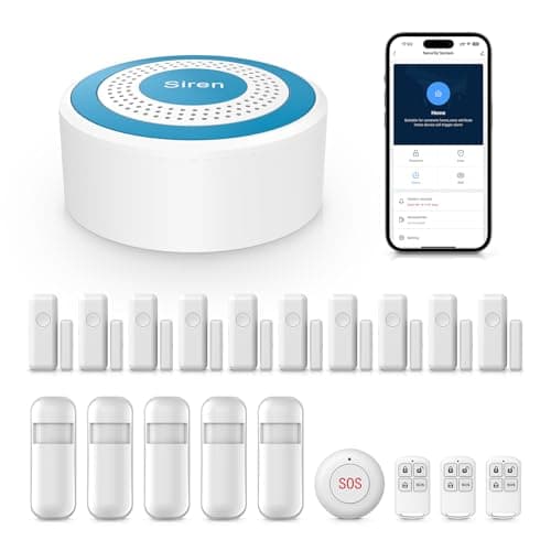 Image of PGST Smart Home Alarm System,Wireless House Alarm Kit with Instant Tuya App Alerts,Siren Hub,Motion Sensors, Door Sensors & Remote,SOS,Works with Alexa for Villa,Apartment,Kids Safety