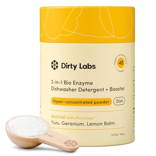 Image of Dirty Labs | Dishwasher Detergent and Booster | Aestival Scent | 48 Loads (1 lb) | Ultra Clean, Spot Free, Quick Wash Optimized | Hyper Concentrated