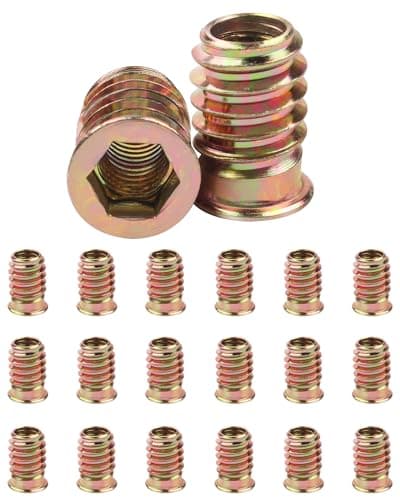 Image of 20Pcs M6 (6mm) X 20mm Threaded Inserts for Wood, Jeboler Insert Hex Socket Nuts M6 Flanged Socket Nut, Zinc Plated Carbon Steel Hex Drive Head Nut for Wood Furniture