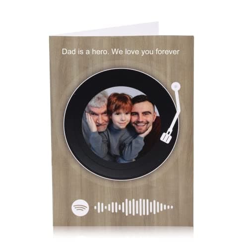 Image of Custom Spotify Code Greeting Card Personalized Scannable Spotify Code Photo Gift Birthday Card for Couples Thank You Card with Song Plaque Music Sign Code Picture Gift for Dad Mother Friend Brown