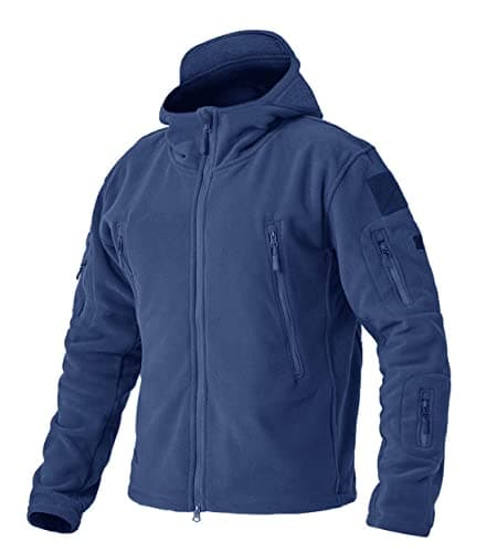 Image of EKLENTSON Mens Hooded Fleece Jacket Full Zip Stand Collar Winter Hoodies Coat with Zip Pockets Royal Blue,XL