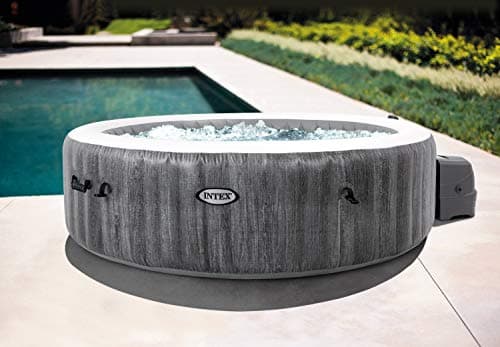 Image of Intex PureSpa Greywood Deluxe 6 Person Inflatable Hot Tub Spa - 170 Bubble Jets, WiFi App Control, 2200W Heater, Hard Water System, 216cm
