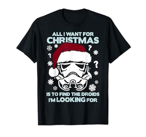 Image of Star Wars Storm Trooper Droid Looking Christmas T-Shirt