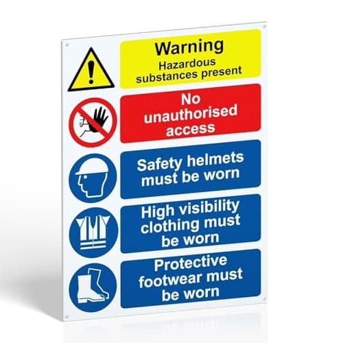 Image of Site Safety Signs for Construction Areas - 400mm x 300mm - Health and Safety Signs, Warning Signage - 1mm PVC Rigid Plastic, Matte Finish, 4 Pre-Drilled Holes and Adhesive Backing