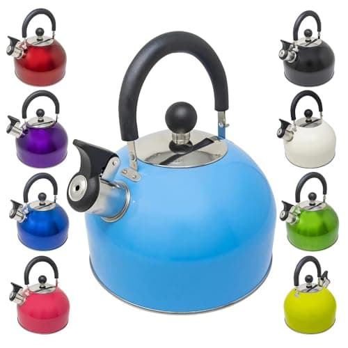 Image of 2.5L Stainless Steel Whistling Kettle - Suitable for Fishing, Camping, Hiking, Indoor & Outdoor | Camping Kettle for Gas Stove, Electric Stove, Camp Fire | Lightweight, Fast Boil, Phenolic Handle