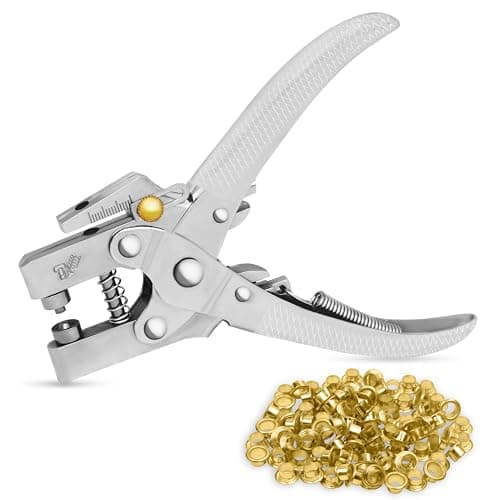 Image of Kurtzy Eyelet Punch Kit with Pliers and Eyelets - Fabric & Leather Hole Punch Grommet Tool - Leather Belt Hole Puncher Tool for Clothes, Shoes & Bags