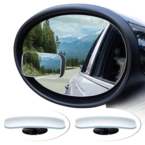 Image of Spurtar Blind Spot Mirrors for Cars – 360° Rotate Adjustable HD Convex Car Mirror for Safe Driving, Universal Fit for SUV Van Truck, Adhesive Waterproof Car Blind Spot Mirrors 2 Pack Frameless