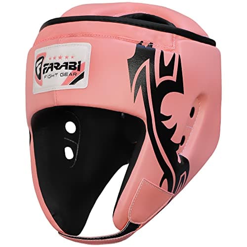 Image of Farabi Sports Boxing Head guard with Adjustable Strap Sparring Gear MMA, Muay Thai Helmet Kickboxing Head Gear Martial Arts, Karate, Headgear (L, Pink)