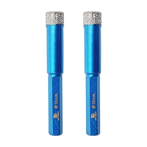 Image of BRSCHNITT Dry Diamond Drill Bit Set - 2pcs 12mm Hole Saw Core for Porcelain Tile, Ceramic, Stone, Granite, Marble - Hex Shank Drilling Core Bit Kit