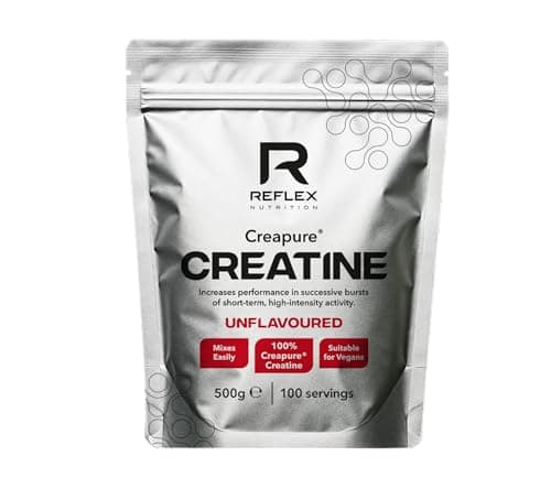 Image of Reflex Nutrition Creapure® Creatine Monohydrate Powder Unflavoured - 100% Creatine for Strength, Muscle Gains & Recovery - No Fillers or Additives - 500g (Vegan Creatine 5g per Serving, 100 Servings)