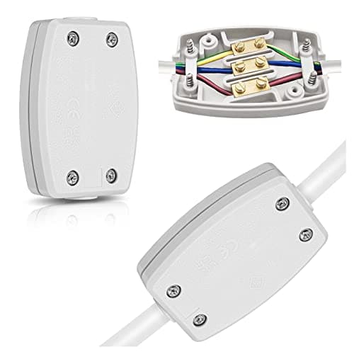 Image of 2 Pcs 3 Terminal Electrical Junction Box 13amp 250v Flex Connector 3 Core Cable Joiner Electric Connectors for Indoor Lighting,Power,Wiring(White)
