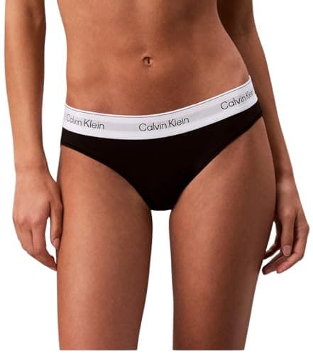 Image of Calvin Klein Women’s Bikini Briefs with Logo Waistband, Black (Black), XL