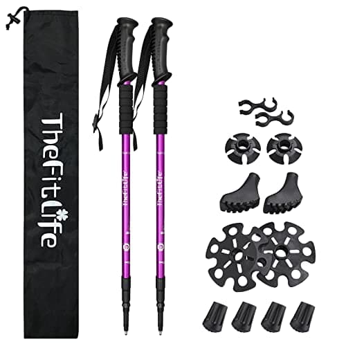 Image of TheFitLife Hiking Walking Trekking Poles - 2 Pack With Antishock And Quick Lock System, Telescopic, Collapsible, Ultralight For Hiking, Camping, Mountaining, Backpacking, Walking, Trekking
