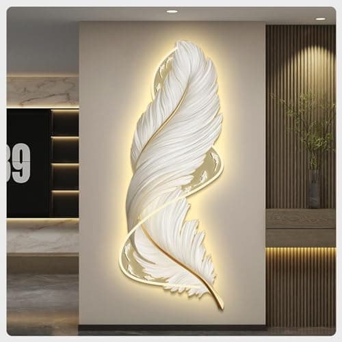 Image of OEPCHEFACX 3D Wall Art with LED, Large Lighted home decor, Crystal Porcelain Image,Modern Luxury Wall Hanging Decor for Living Room Decor,Bedroom, Corridor(Style F,180 * 65cm/70.9 * 25.6in)