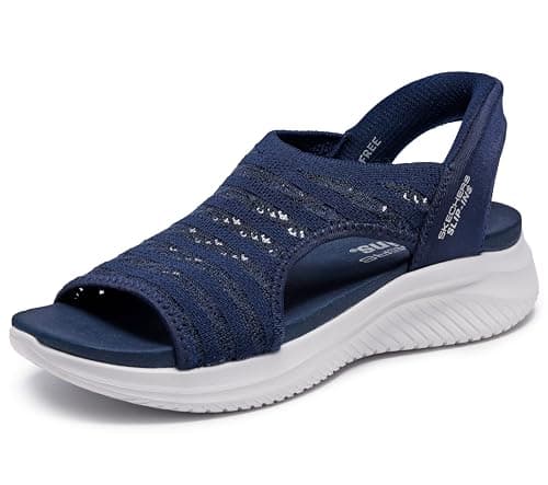 Image of Skechers Women's Ultra Flex 3.0-Sun Warmth Hands Free Slip-ins Sandal, Navy, 5 UK