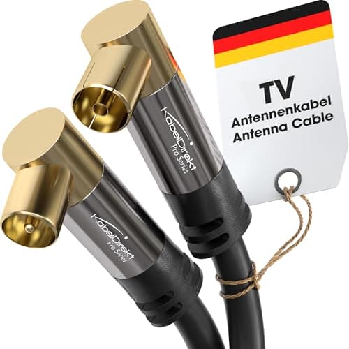 Image of KabelDirekt – 4K TV Aerial Cable, Coaxial Cable, 90° Angled – 1.5m – Digital & Analogue – Available in 0.5-20m (Angled Plug/Socket, DVB-C/DVB-T/DVB-S, black)