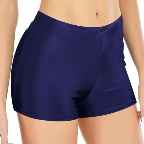 Image of Swim Shorts Women High Waist Tummy Control Board Shorts Swimwear Bottoms Bikini Beach Boyleg Swimming Briefs (UK, Alpha, XXL, Regular, Regular, Navy)