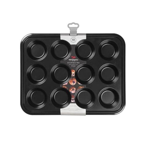 Image of Tala Performance 12 Cup Bun Tin, Carbon Steel with Non-Stick Coating, Oven, Fridge & Freezer Safe, Ideal for Cupcakes, Muffins & Yorkshire Puddings, 35.2x26.8x3.1cm