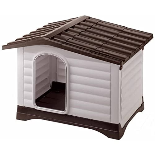 Image of Ferplast Dog Kennel Outdoor DOGVILLA 90, Dog House, Dog Kennel, Opening Side, Draining Bottom, Insulating Base, Removable Roof, Ventilation Grille, Recycled Plastic, 88 x 72 x h 65 cm