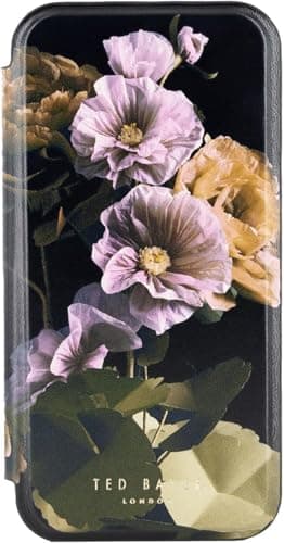 Image of Ted Baker Paper Flowers Mirror Folio Case Compatible with iPhone 16 - Black Gold