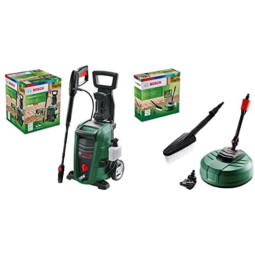 Image of Bosch High Pressure Washer UniversalAquatak 135 & Bosch F016800611 Pressure Washer Home and Car Cleaning Kit (with patio Cleaner, wash Brush and 90 degree nozzle, in Carton Packaging)