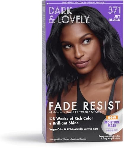 Image of Dark and Lovely Jet Black 371 Fade Resist Permanent Hair Colour Hair Dye Up