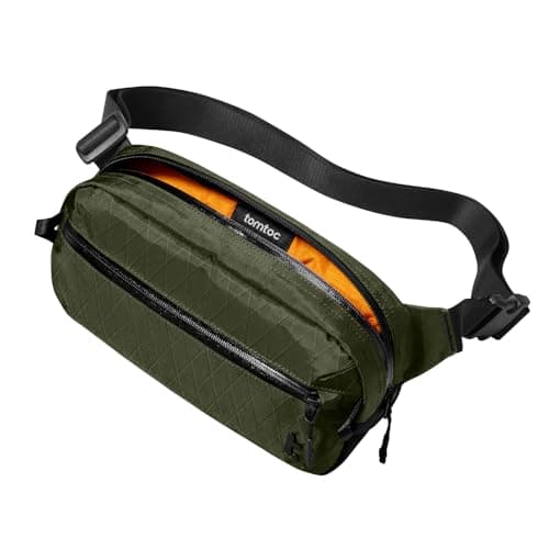 Image of tomtoc Aviator-T35 3.5L X-Pac Sling Bag for Nintendo Switch 2 – RFID Blocking Anti-Theft Crossbody Bag for Men & Women, Water-Resistant Lightweight Chest Shoulder Bag for Travel, Daily Use, Green