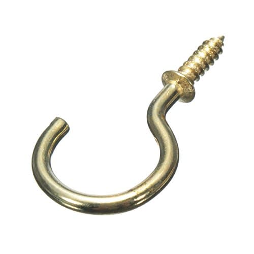 Image of 25MM Brass Shouldered Cup Hook Mug Screw In Hat Coat Peg Medium - 50 Pack