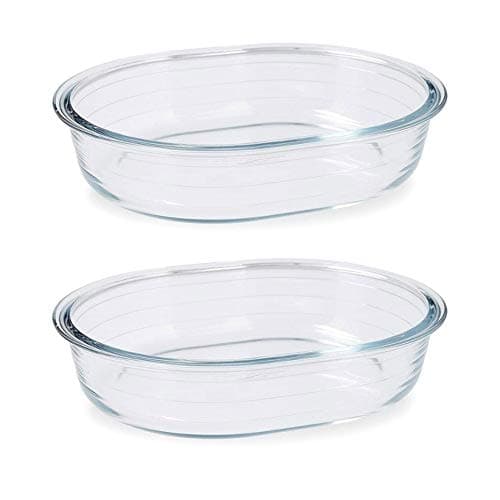 Image of Pyrex Essentials Glass Oval Pie Dish Tray Heat Restistant 1.5Litre Transparent (Pack of 2)