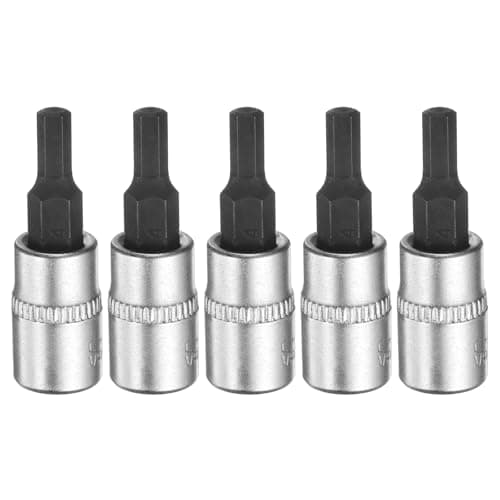 Image of sourcing map 5pcs H4 Hex Bit Socket 1/4" Square Drive Metric Extension Impact Bit Power Nut Driver Set S2 & CR-V Steel Socket Ratchet Wrench Bits, Silver Black