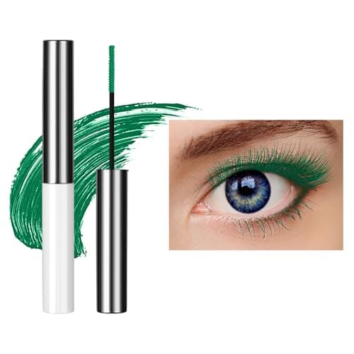 Image of Volume Color Mascara,Silk Fiber Dark Green Mascara, Clump-Free Volumizing & Curling Waterproof Formula, No Smudging No Flaking for Long-Lasting False Eyelashes Effect