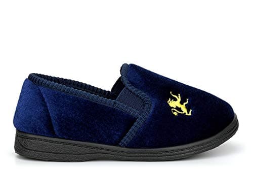 Image of Sleepers Boys Kyle Twin Gusset Slip On Slippers with Rubber Sole Navy Blue 3 UK