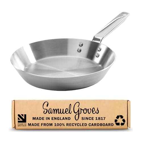 Image of Samuel Groves 26cm Stainless Steel Frying Pan - Tri-Ply Fully Clad, PFAS-Free, Induction, Gas & Oven Safe - Professional Uncoated Skillet - Made in UK Since 1817 - Britain's Oldest Cookware Brand