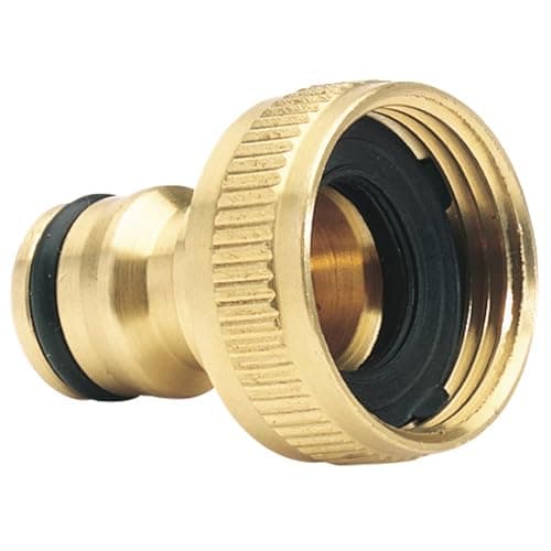 Image of Draper 36198 Brass Garden Hose Tap Connector, 3/4", Gold