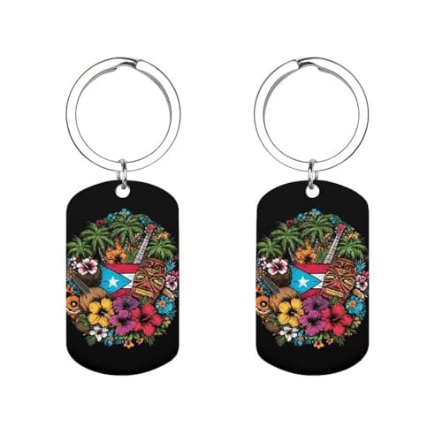 Image of Puertorico Flag Culture Keychain Key Ring Keys Organization Alloy for Bag Charms Accessories 1 Pac