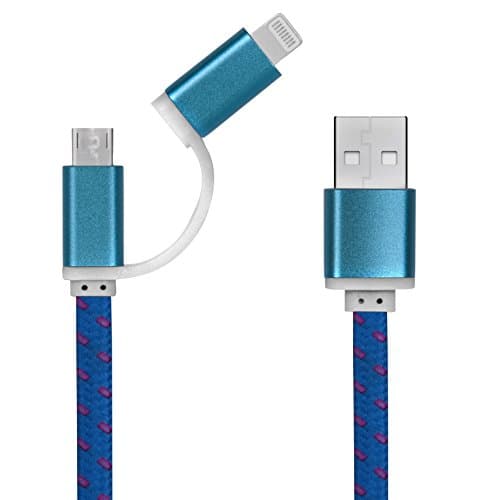 Image of Thumbs Up 20 cm Dual USB Charging Cable - Blue