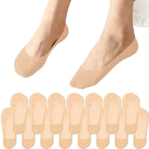Image of InfiniZer 15 Pairs No Show Socks Women, Invisible Socks Ladies, Non Slip Cotton Footsies, Ultra Low Cut Liner Pop Socks for Loafers Flats Sneakers, 3-5/6-8 (UK, Numeric, 6, 8, Regular, Regular, Nude)