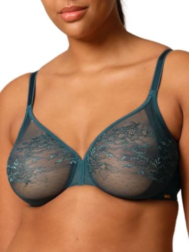 Image of Gossard Glossies Lace Non Padded Moulded Sheer Bra Dark Green 36DD