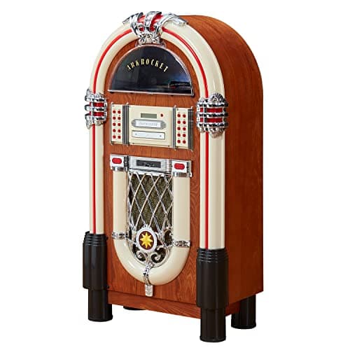 Image of Arkrocket Taurus Jukebox Mid-Size Jukebox Vinyl Record Player Bluetooth USB SD CD Player Radio Retro Turntable Classic Jukebox (Taurus - Classic)