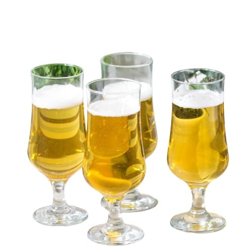 Image of Darthome Pack of 4 Tulip Stemmed 35cl Craft Beer Glasses Alcohol Tasting Home Drinking Glass Cups