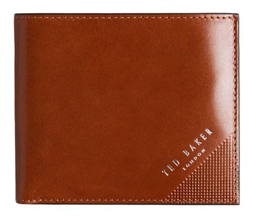 Image of Ted Baker Purse Embossed Corner Leather Bifold Coin Wallet Tan Light Brown