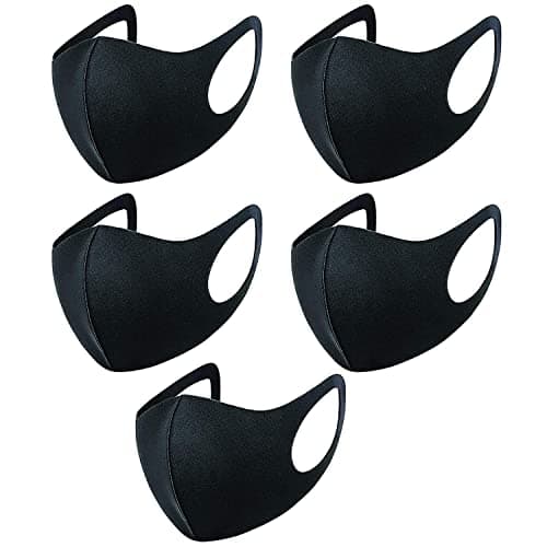 Image of 5 PCS Black Face Mask Cover Bandana Balaclavas, 2-Layer Unisex Reusable Fashion Washable face mask (Pack 5, Black) - UK SELLER REQUISITE NEEDS